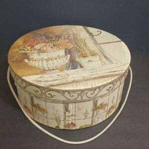 Kathryn White Art In Motion Vintage egant Floral Hat Box 13" X 5"